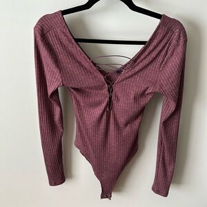 Forever21 lace up bodysuit small red